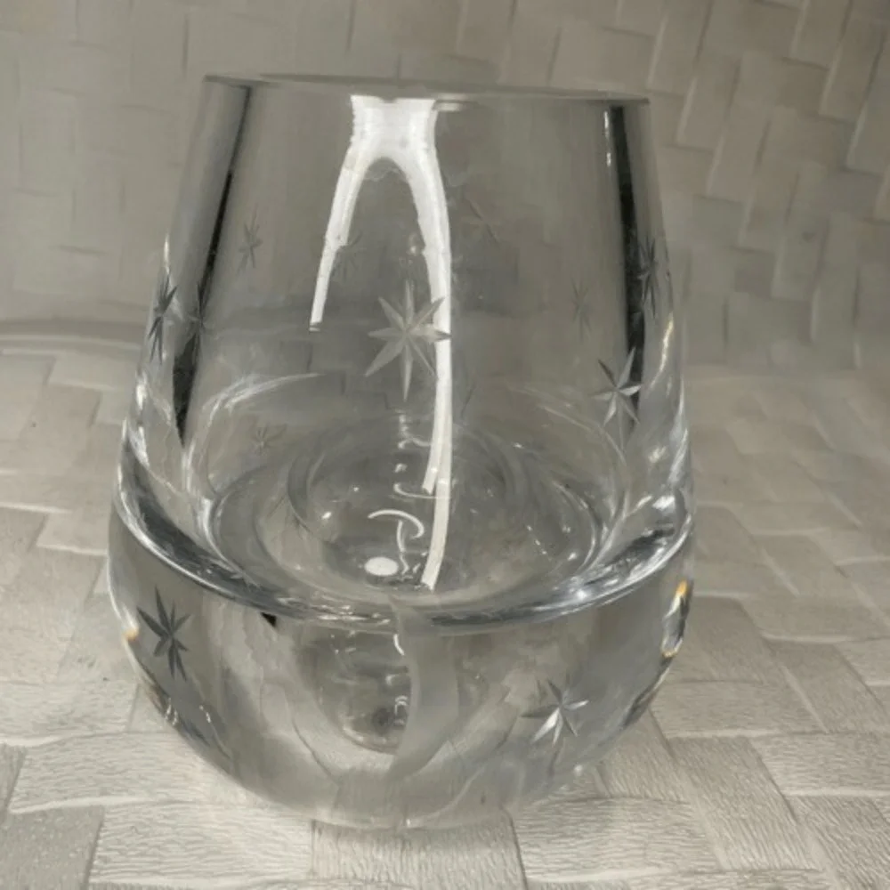 Etched MCM‎ Moon & Stars Atomic Art Glass Bubble Vase/Paperweight Poland 5